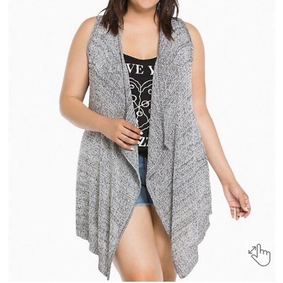 Torrid Grey Marled Long Sleeveless Cardigan Sweater - Picture 1 of 6